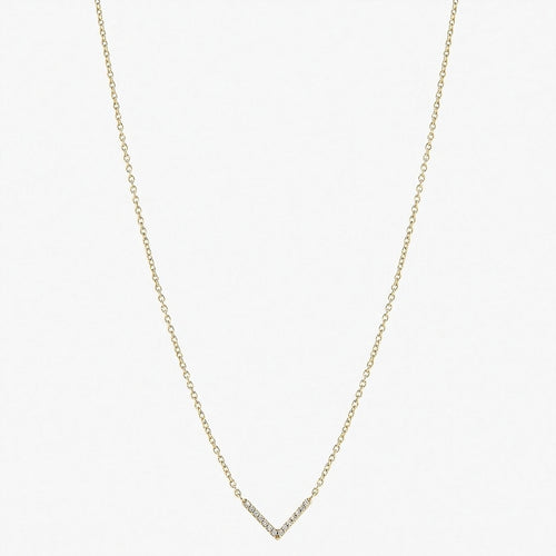 925 Sterling Silver Gold-Plated "V" Necklace | Adorned with Diamond Zircon Lobes