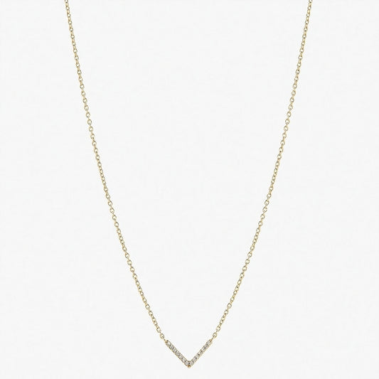 925 Sterling Silver Gold-Plated "V" Necklace | Adorned with Diamond Zircon Lobes