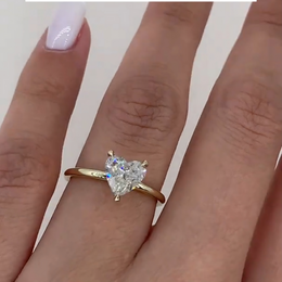 925 Sterling Silver Gold-Plated Ring | Heart-Shaped Zircon Stone