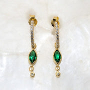 Elegant Radiance – 925 Sterling Silver Gold-Plated Earrings | Green Zircon Stone