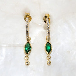 Elegant Radiance – 925 Sterling Silver Gold-Plated Earrings | Green Zircon Stone