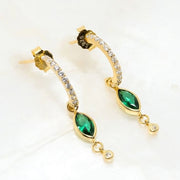 Elegant Radiance – 925 Sterling Silver Gold-Plated Earrings | Green Zircon Stone