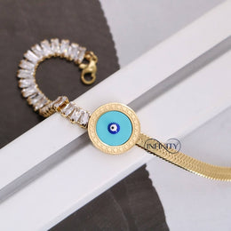 Elegant Edge – Snake Back Bracelet with Baguette Lobes | 316 Stainless Steel