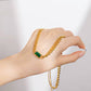 Gold-plated necklace with Green Emerald Stone | 316 Stainless Steel