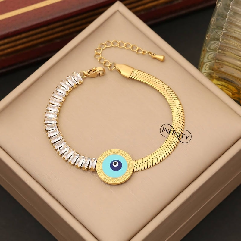 Elegant Edge – Snake Back Bracelet with Baguette Lobes | 316 Stainless Steel