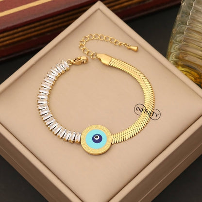 Elegant Edge – Snake Back Bracelet with Baguette Lobes | 316 Stainless Steel