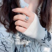 خاتم مطلي بالفضة - بحجر زركون لامع على شكل ماسي | ستانلس ستيل 316