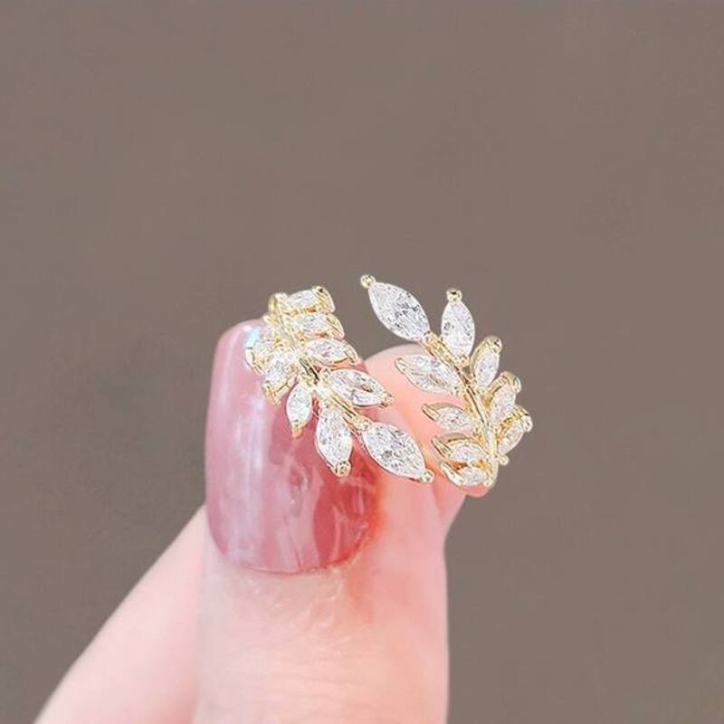 Gold-Plated Ring with Diamond Zircon Lobes – Tree Shape | Stainless Steel 316