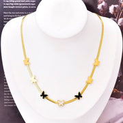 Snake Back Necklace – Gold-Plated 316 Stainless Steel | Delicate Butterfly Charms | Elegant & Eye-Catching