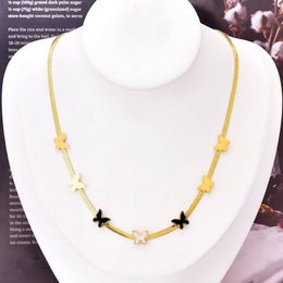 Snake Back Necklace – Gold-Plated 316 Stainless Steel | Delicate Butterfly Charms | Elegant & Eye-Catching