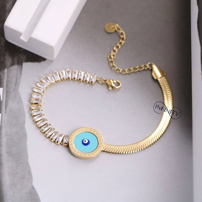 Elegant Edge – Snake Back Bracelet with Baguette Lobes | 316 Stainless Steel