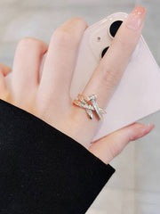 خاتم مطلي بالذهب على شكل مسمار – مزين بفصوص زركون لامعة | ستانلس ستيل 316