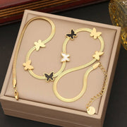Snake Back Necklace – Gold-Plated 316 Stainless Steel | Delicate Butterfly Charms | Elegant & Eye-Catching