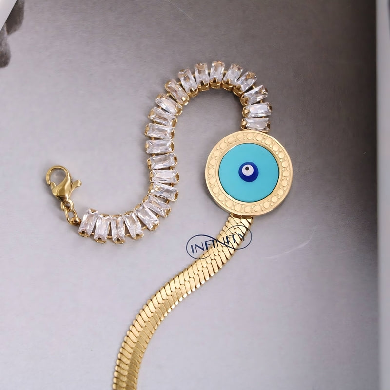 Elegant Edge – Snake Back Bracelet with Baguette Lobes | 316 Stainless Steel