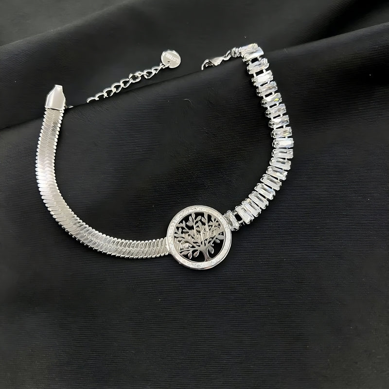 Elegant Edge – Snake Back Bracelet with Baguette Lobes | 316 Stainless Steel
