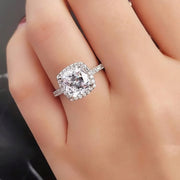 خاتم مطلي بالفضة - بحجر زركون لامع على شكل ماسي | ستانلس ستيل 316