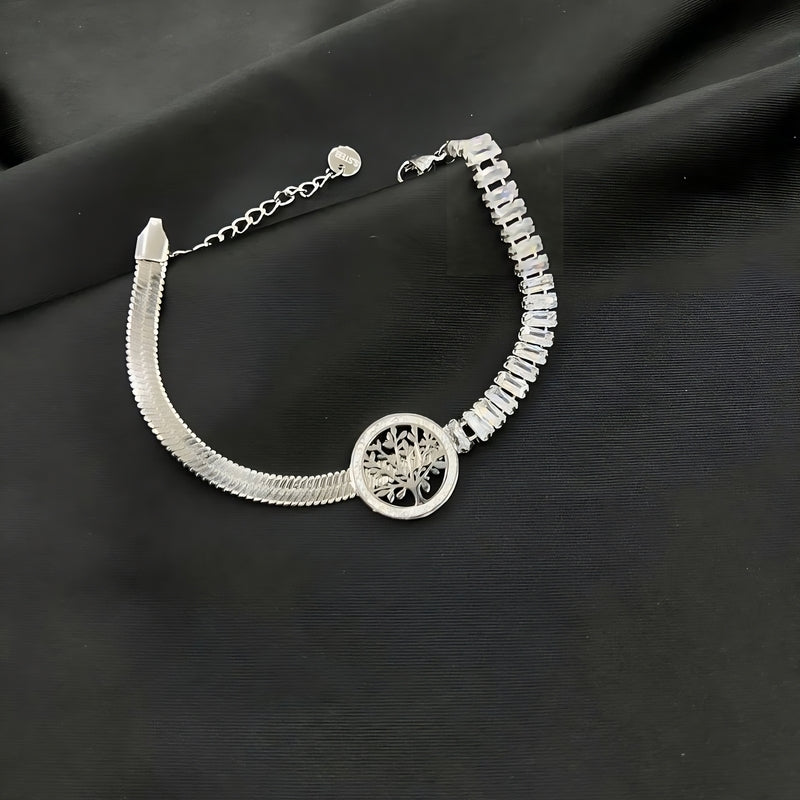 Elegant Edge – Snake Back Bracelet with Baguette Lobes | 316 Stainless Steel