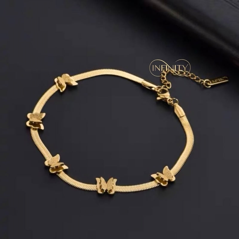 Snake Back Bracelet – 18K Gold-Plated | Decorated with Delicate Butterflies
