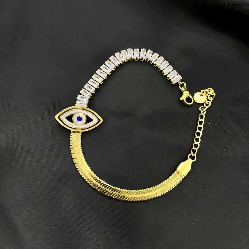 Elegant Edge – Snake Back Bracelet with Baguette Lobes | 316 Stainless Steel