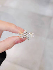 خاتم مطلي بالذهب على شكل مسمار – مزين بفصوص زركون لامعة | ستانلس ستيل 316