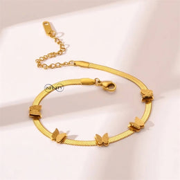 Snake Back Bracelet – 18K Gold-Plated | Decorated with Delicate Butterflies