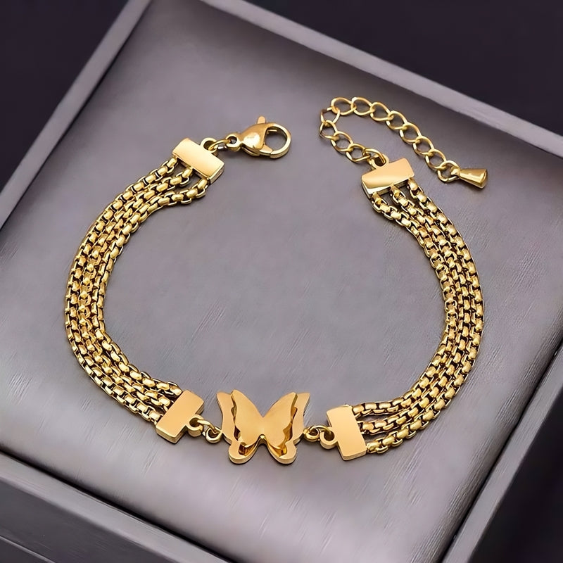 Butterfly Elegance – 316 Stainless Steel Bracelet Decorated with a Delicate Butterfly