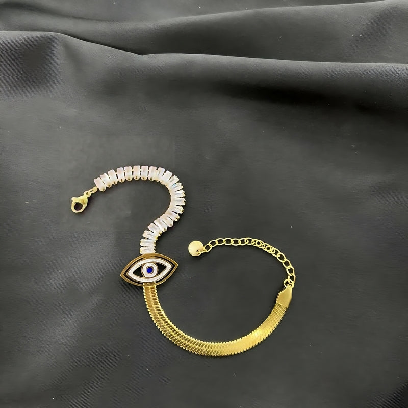 Elegant Edge – Snake Back Bracelet with Baguette Lobes | 316 Stainless Steel