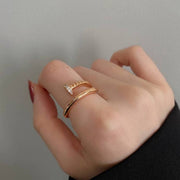 خاتم مطلي بالذهب على شكل مسمار – مزين بفصوص زركون لامعة | ستانلس ستيل 316