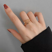 خاتم مطلي بالذهب على شكل مسمار – مزين بفصوص زركون لامعة | ستانلس ستيل 316