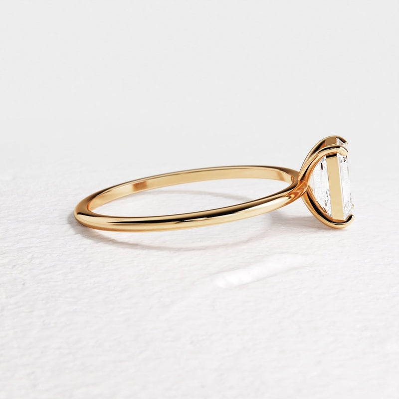 Elegant Sophistication – 925 Sterling Silver Gold-Plated Ring | Rectangle Zircon Stone