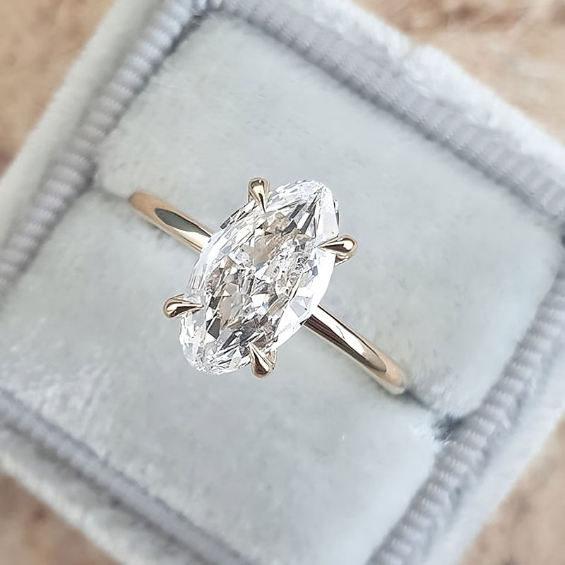 Elegance – 925 Sterling Silver Gold-Plated Ring | Oval Cubic Zirconia Stone