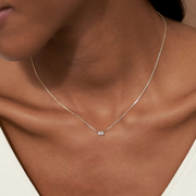 Elegance – 925 Sterling Silver Necklace with Square Diamond Zircon Stone