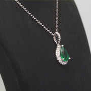Timeless Elegance – 925 Sterling Silver Necklace with Green Zircon Gemstone